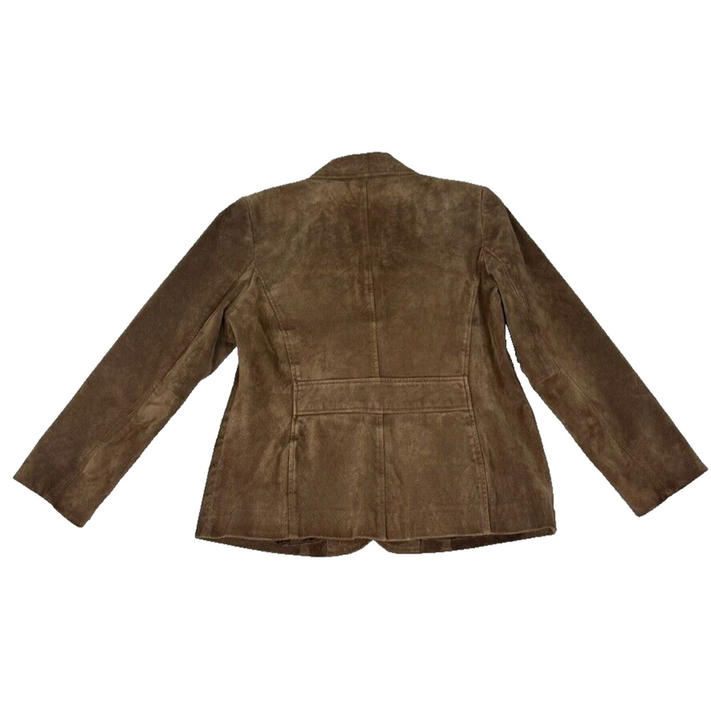 Style & Co Jacket Womens Medium Brown Petite Suede Leather Western Cowgirl Rodeo - Picture 2 of 9